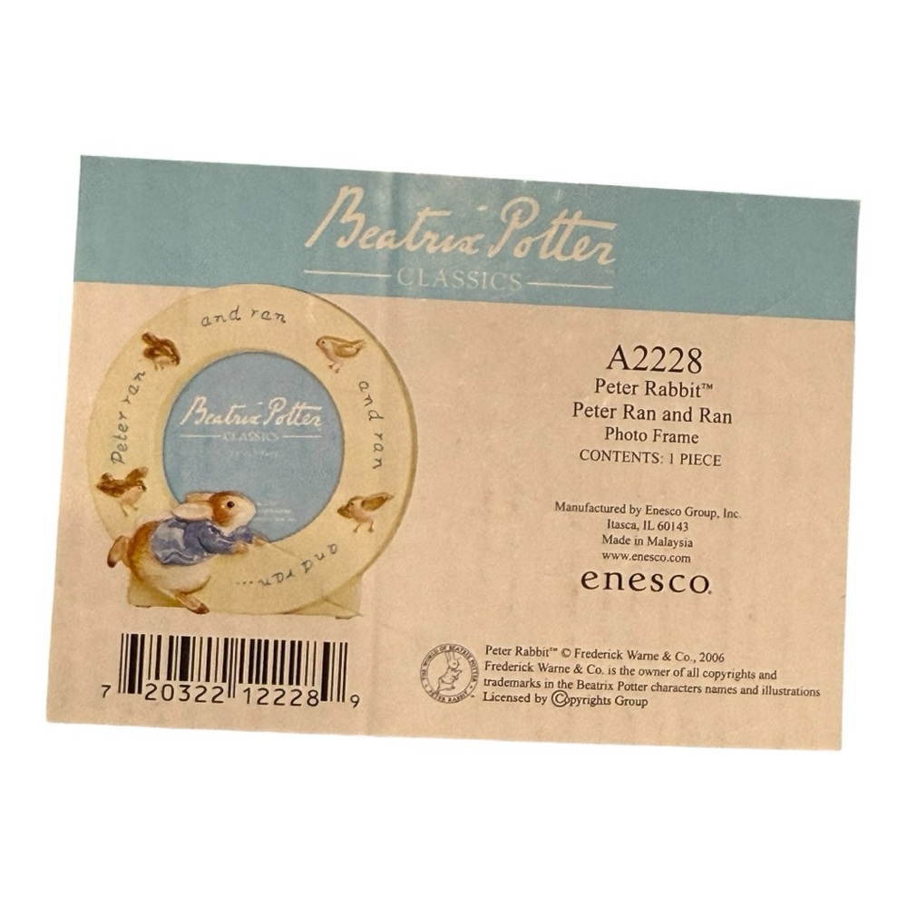 Beatrix Potter Peter Ran and Ran Peter Rabbit Ceramic Photo Frame by Enesco - Picture 6 of 7